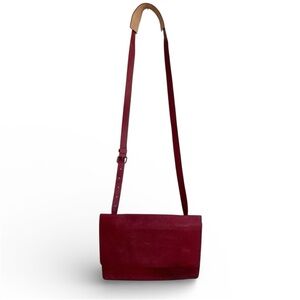 By Malene Birger Crossbody Bag purse red leather envelope medium burgundy wine